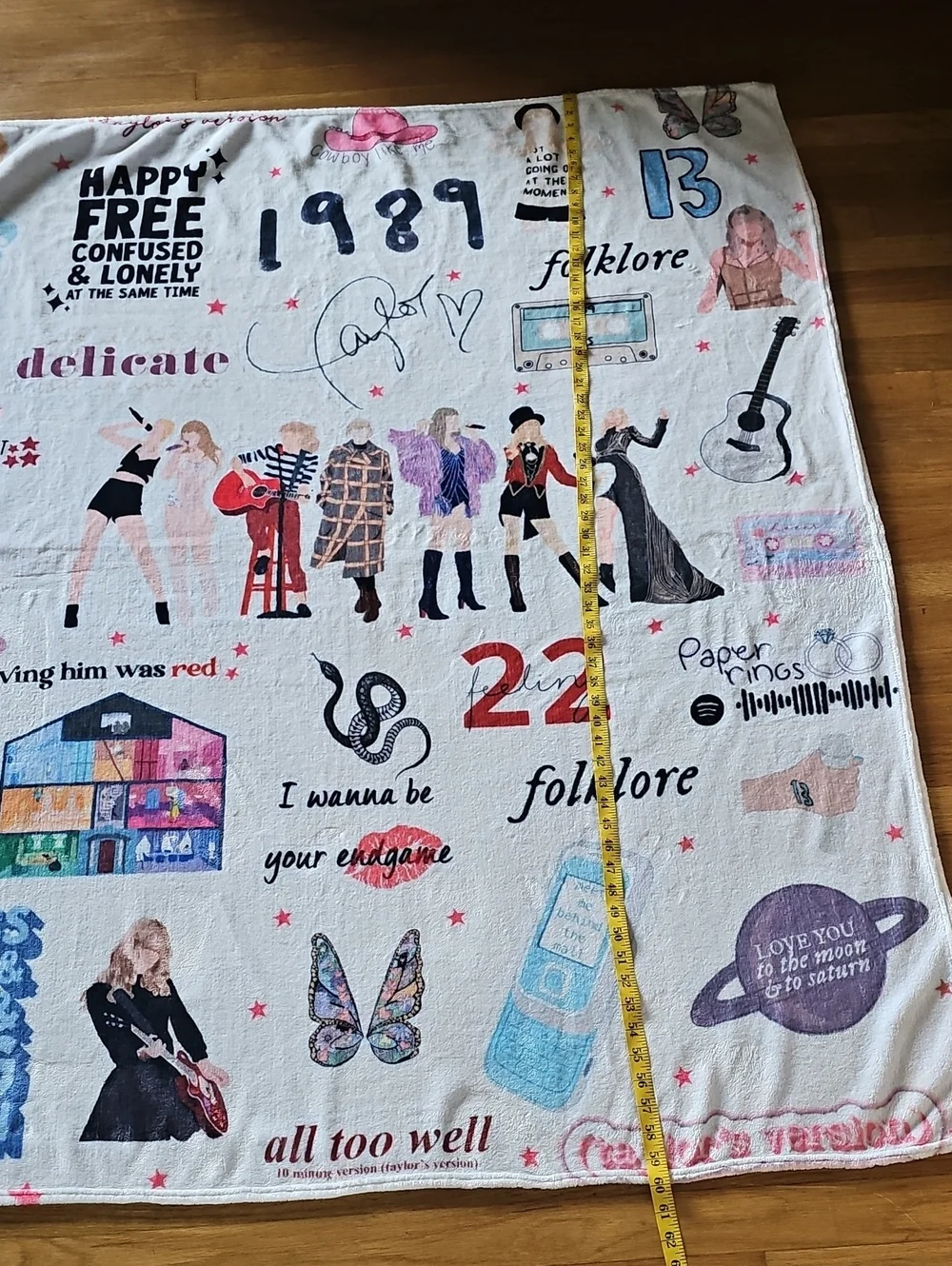 Taylor Swift White Swiftie Graphic Plushy Nap Throw Blanket Home Travel 52
